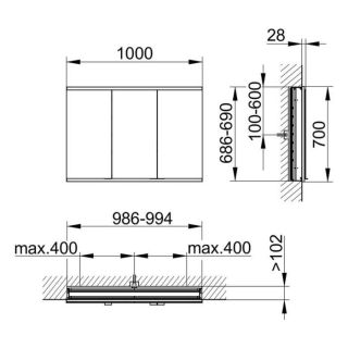 Зеркальный шкаф Keuco Royal Modular 800300100000200 100 см